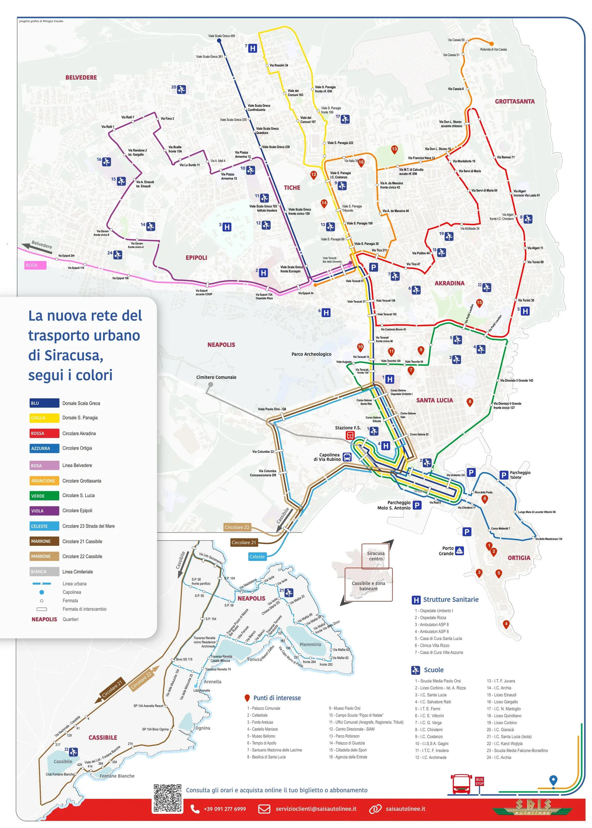 Mappa nuova rete trasporto urbano di Siracusa-retro
